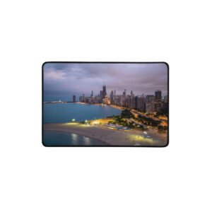 Chicago River Night City Lights Enhanced Matte Paper Framed Poster