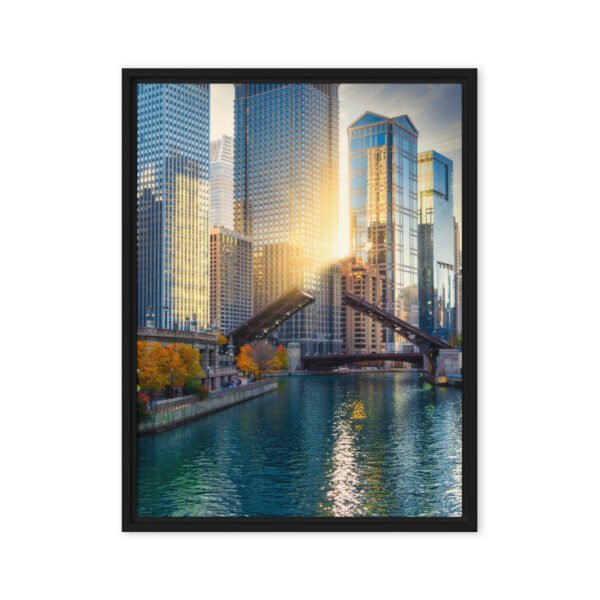 Chicago River Golden Hour Framed Canvas