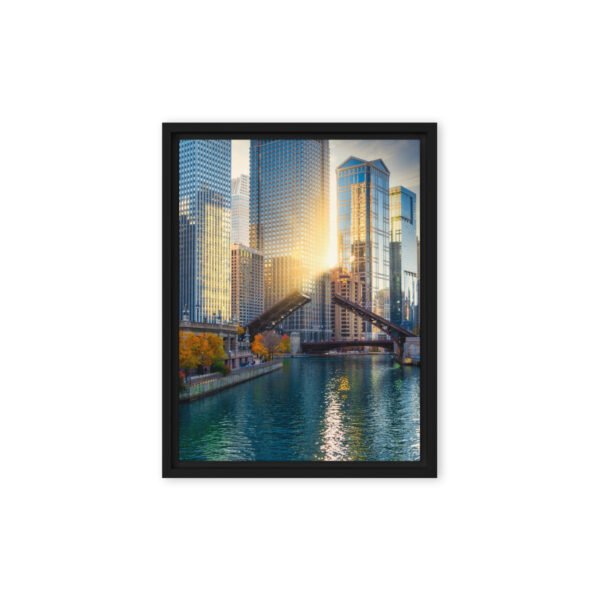Chicago River Golden Hour Framed Canvas