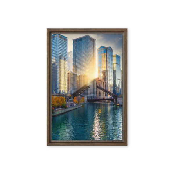 Chicago River Golden Hour Framed Canvas