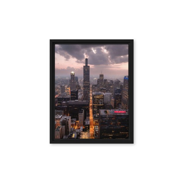 Chicago Twilight Skyline Framed Canvas