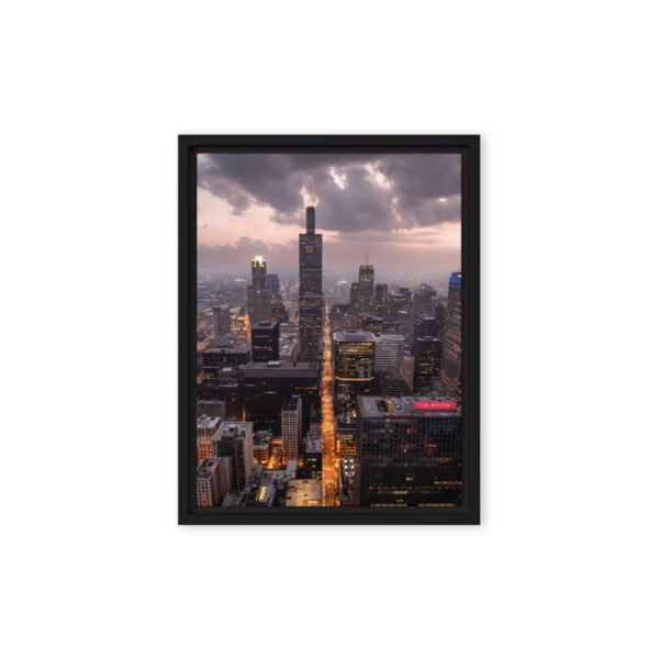 Chicago Twilight Skyline Framed Canvas