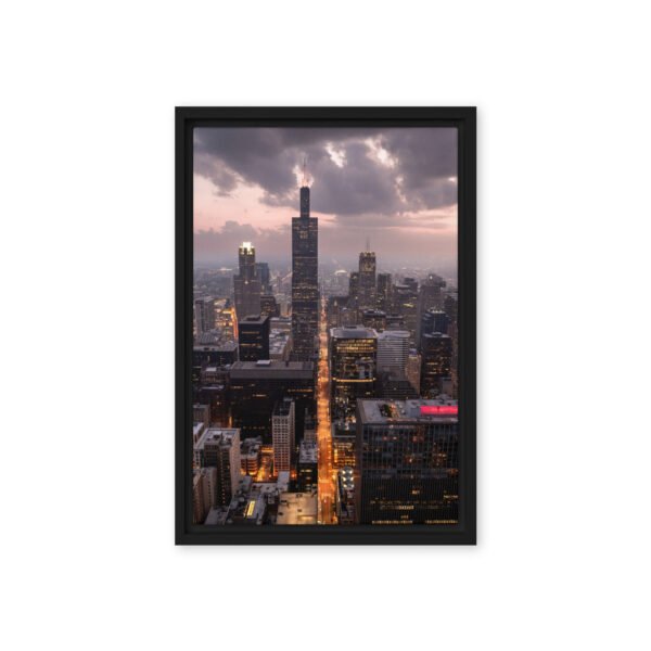 Chicago Twilight Skyline Framed Canvas