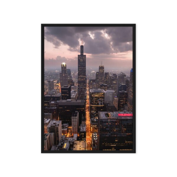 Chicago Twilight Skyline Framed Canvas