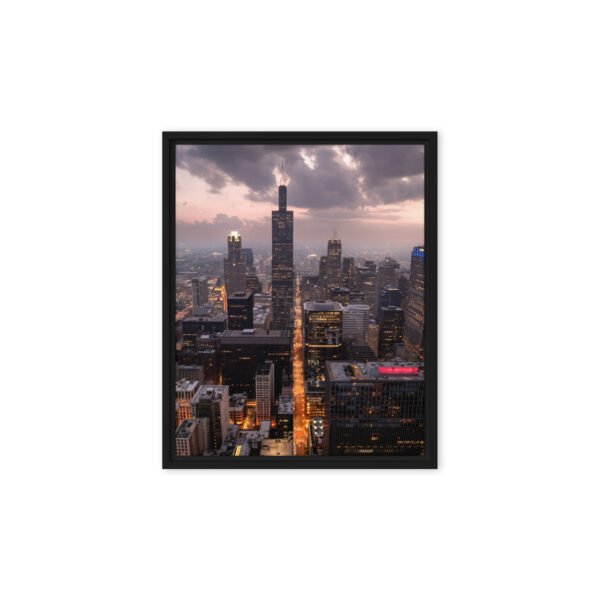 Chicago Twilight Skyline Framed Canvas