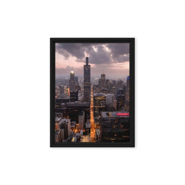 Chicago Twilight Skyline Framed Canvas