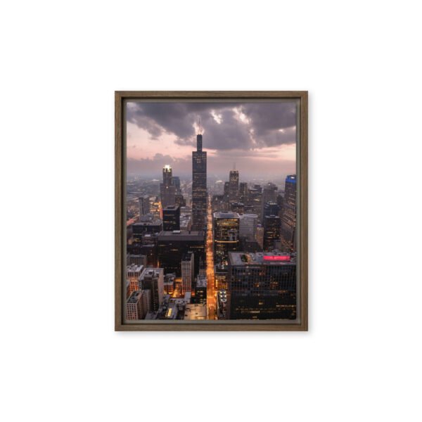 Chicago Twilight Skyline Framed Canvas