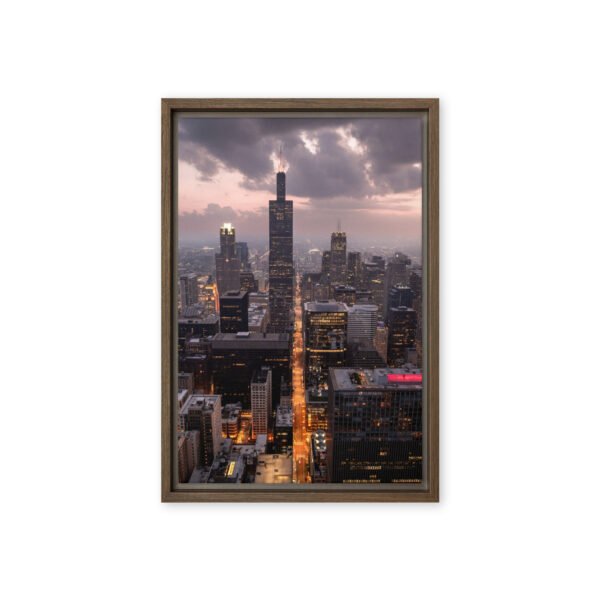 Chicago Twilight Skyline Framed Canvas