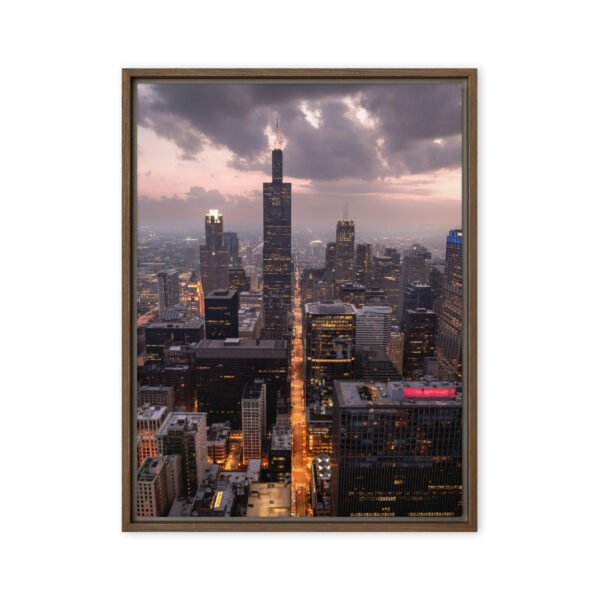 Chicago Twilight Skyline Framed Canvas