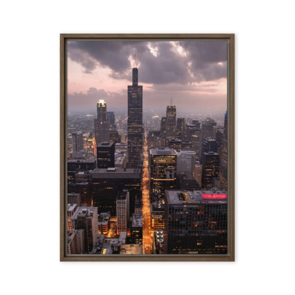 Chicago Twilight Skyline Framed Canvas