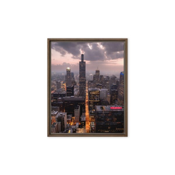 Chicago Twilight Skyline Framed Canvas