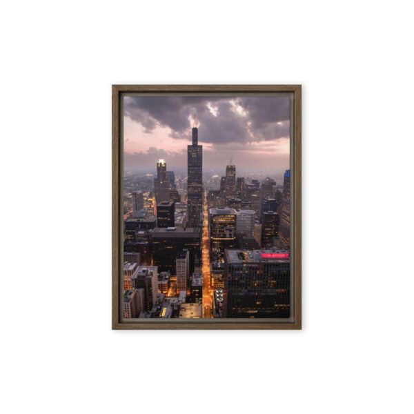 Chicago Twilight Skyline Framed Canvas