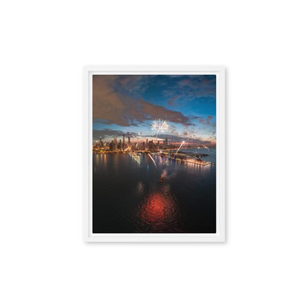 framed-canvas-in-white-11x14-front-691b38803bfac.jpg Chicago Fireworks Night Framed Canvas