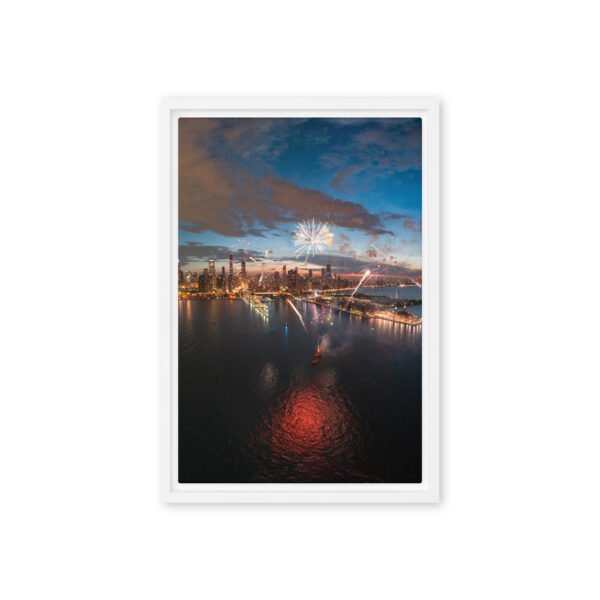 framed-canvas-in-white-12x18-front-691b38803c10e.jpg Chicago Fireworks Night Framed Canvas