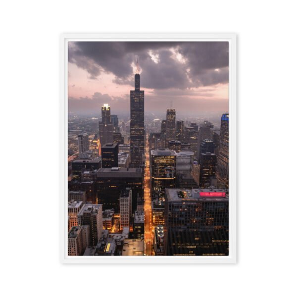 Chicago Twilight Skyline Framed Canvas