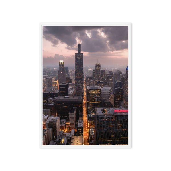Chicago Twilight Skyline Framed Canvas