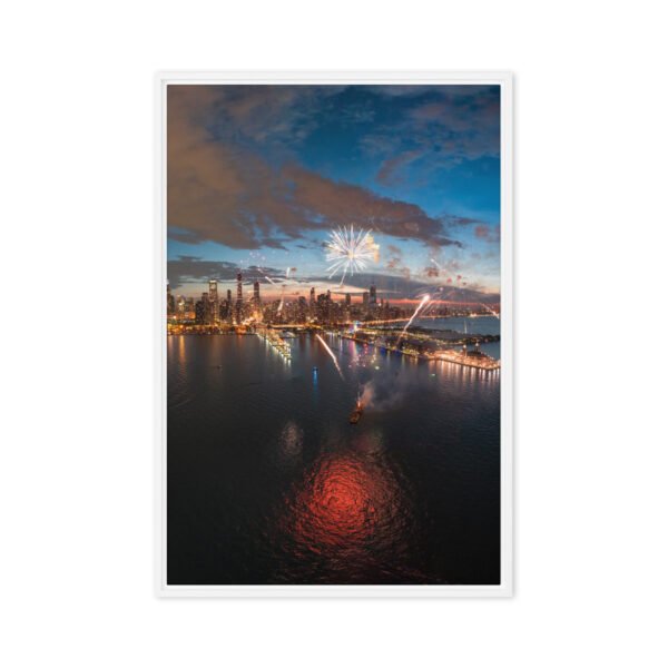 framed-canvas-in-white-20x30-front-691b38803c306.jpg Chicago Fireworks Night Framed Canvas