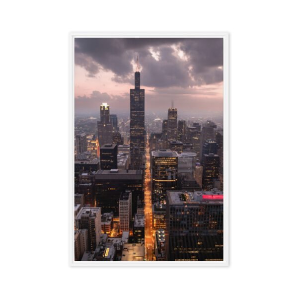 Chicago Twilight Skyline Framed Canvas