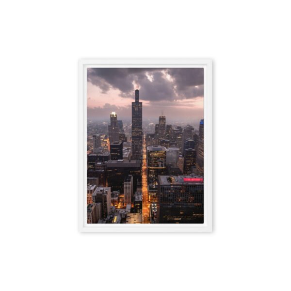 Chicago Twilight Skyline Framed Canvas