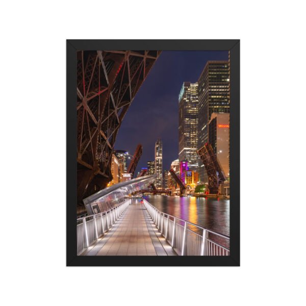 Chicago Riverwalk Nights Enhanced Matte Paper Framed Poster
