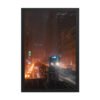 Chicago Snowy Night L Train Enhanced Matte Paper Framed Poster