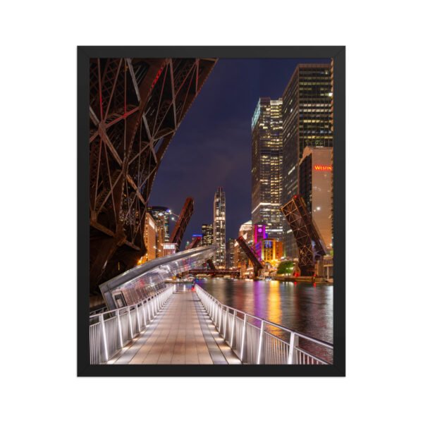 Chicago Riverwalk Nights Enhanced Matte Paper Framed Poster