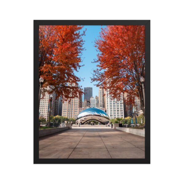Chicago Autumn Cloud Gate Day Enhanced Matte Paper Framed Poster