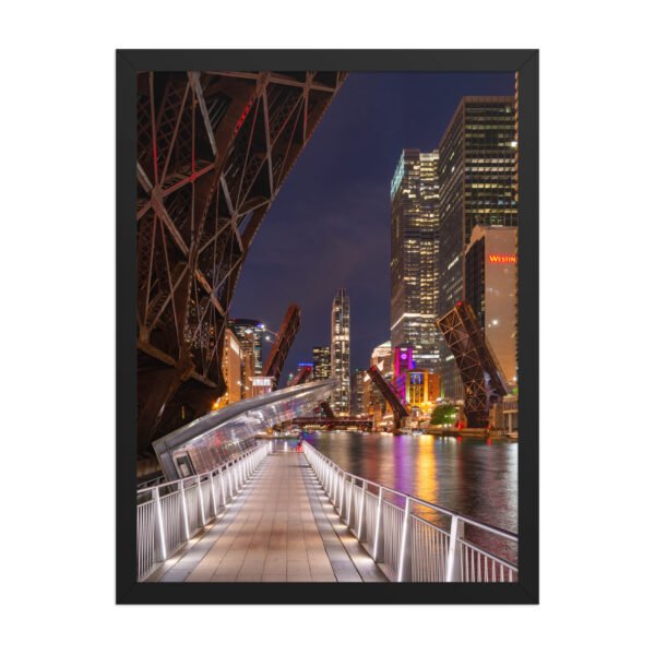 Chicago Riverwalk Nights Enhanced Matte Paper Framed Poster