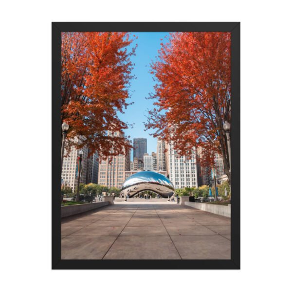 Chicago Autumn Cloud Gate Day Enhanced Matte Paper Framed Poster