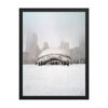 Chicago Snowy Cloud Gate Winter Enhanced Matte Paper Framed Poster