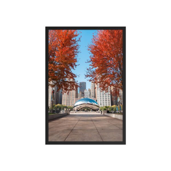 Chicago Autumn Cloud Gate Day Enhanced Matte Paper Framed Poster