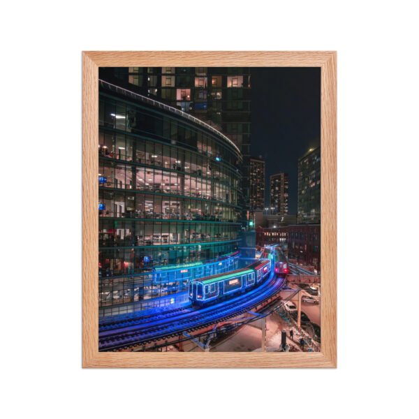 Chicago Neon L Train Night Enhanced Matte Paper Framed Poster