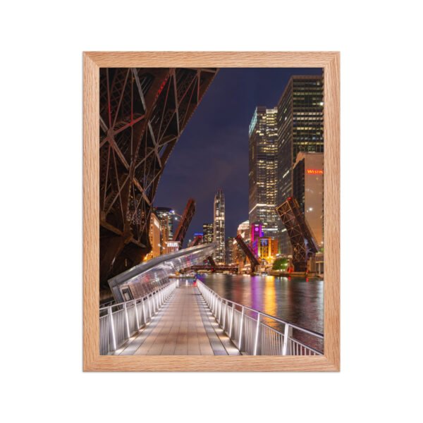 Chicago Riverwalk Nights Enhanced Matte Paper Framed Poster
