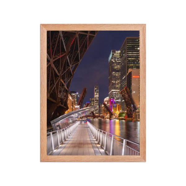 Chicago Riverwalk Nights Enhanced Matte Paper Framed Poster