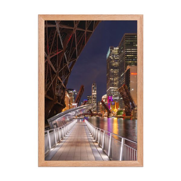 Chicago Riverwalk Nights Enhanced Matte Paper Framed Poster
