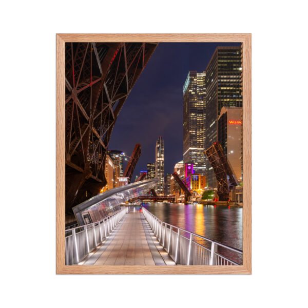 Chicago Riverwalk Nights Enhanced Matte Paper Framed Poster