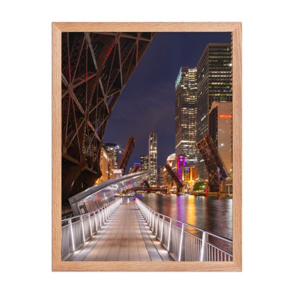 Chicago Riverwalk Nights Enhanced Matte Paper Framed Poster