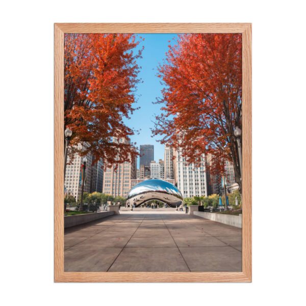Chicago Autumn Cloud Gate Day Enhanced Matte Paper Framed Poster