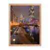 Chicago River Night City Lights Enhanced Matte Paper Framed Poster