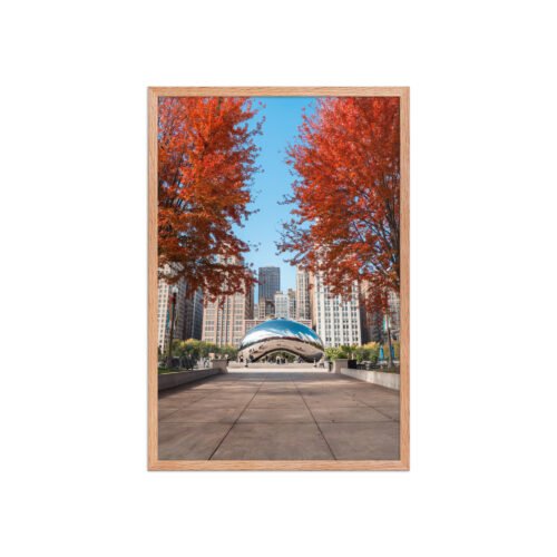 Chicago Autumn Cloud Gate Day Enhanced Matte Paper Framed Poster