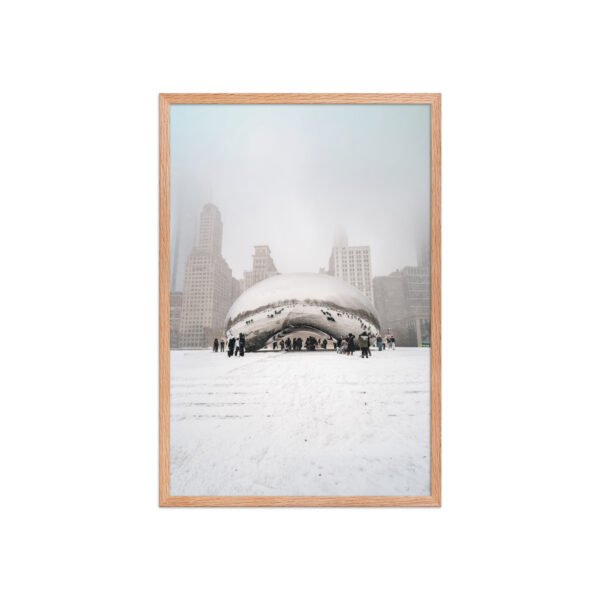 Chicago Snowy Cloud Gate Winter Enhanced Matte Paper Framed Poster