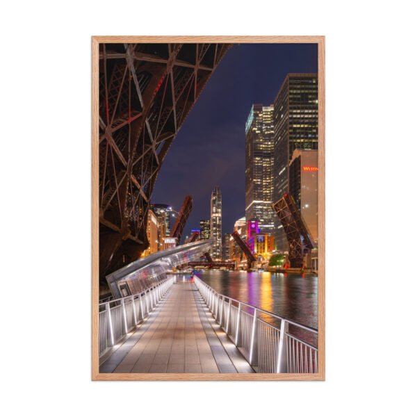 Chicago Riverwalk Nights Enhanced Matte Paper Framed Poster
