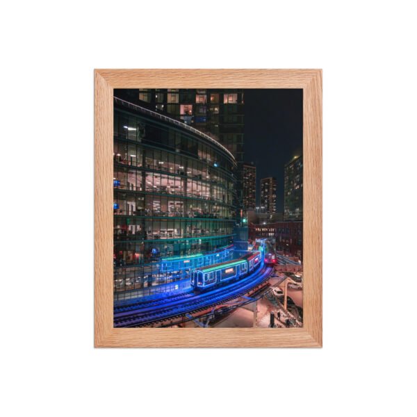 Chicago Neon L Train Night Enhanced Matte Paper Framed Poster