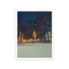 Chicago Winter Christmas Tree Night Enhanced Matte Paper Framed Poster