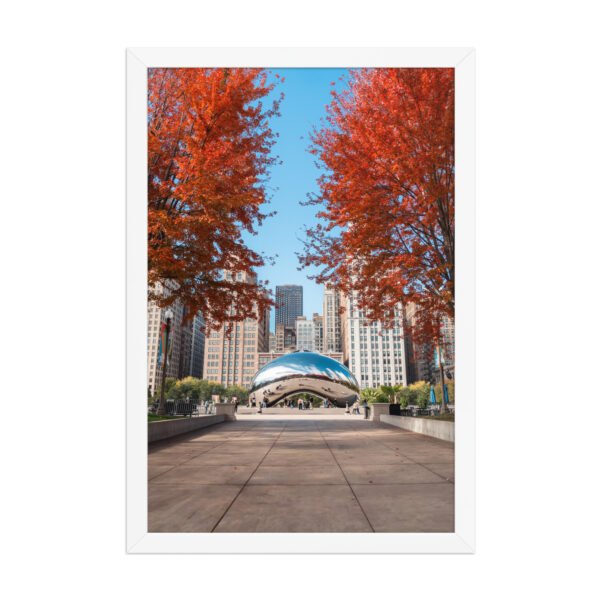 Chicago Autumn Cloud Gate Day Enhanced Matte Paper Framed Poster