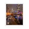 Chicago River Night City Lights Enhanced Matte Paper Framed Poster