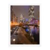 Chicago River Night City Lights Enhanced Matte Paper Framed Poster