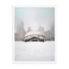Chicago Snowy Cloud Gate Winter Enhanced Matte Paper Framed Poster