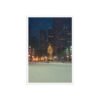 Chicago Winter Christmas Tree Night Enhanced Matte Paper Framed Poster