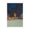 Chicago Winter Christmas Tree Night Enhanced Matte Paper Framed Poster